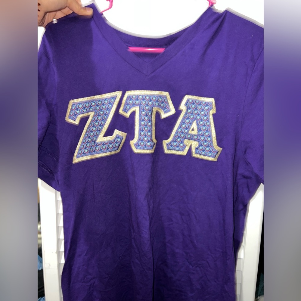 Zeta Tau Alpha sorority embroidered stitched letter Tshirt. Only have worn once
